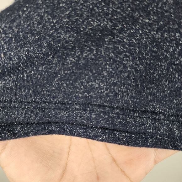 Jones New York Metallic Top Navy Silver Peplum Long Sleeve Pullover Size MP - Picture 12 of 15